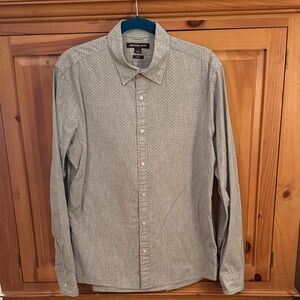 🐷 Michael Kors Slim Fit Light Gray Micro-Print Button-Down Shirt